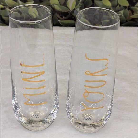 Rae Dunn MINE and YOURS Stemless Champagne Flutes - Set of 2 - Picture 8 of 8